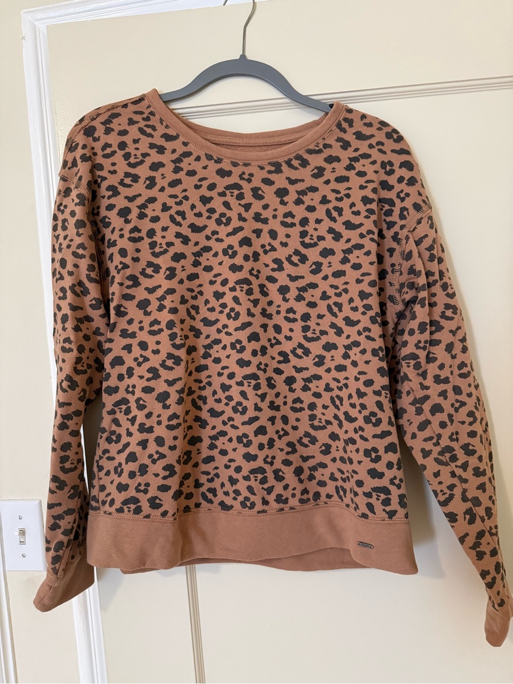 Abercrombie Brown Leopard Print Crewneck Sweatshirt